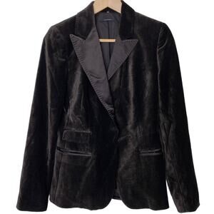 Elie Tahari Retro Velvet Blazer Brown with Whipstitch Detail, size 6